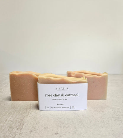 Rose Clay and Oatmeal Unscented Bar Soap