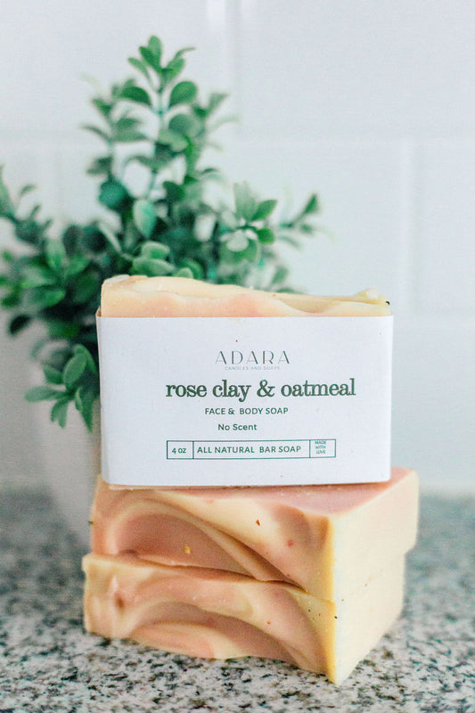 Rose Clay and Oatmeal Unscented Bar Soap