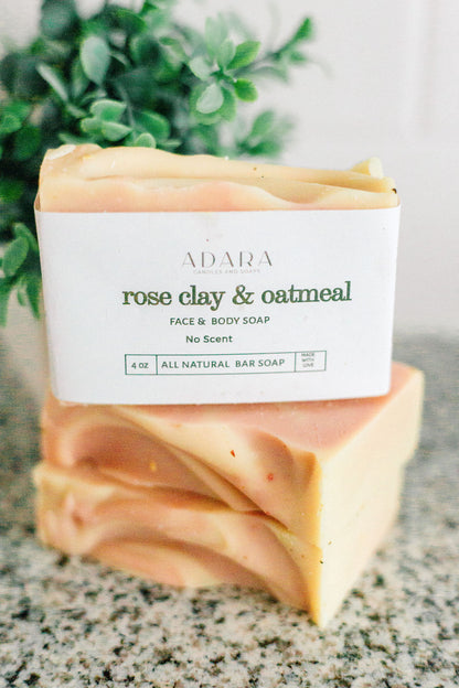 Rose Clay and Oatmeal Unscented Bar Soap
