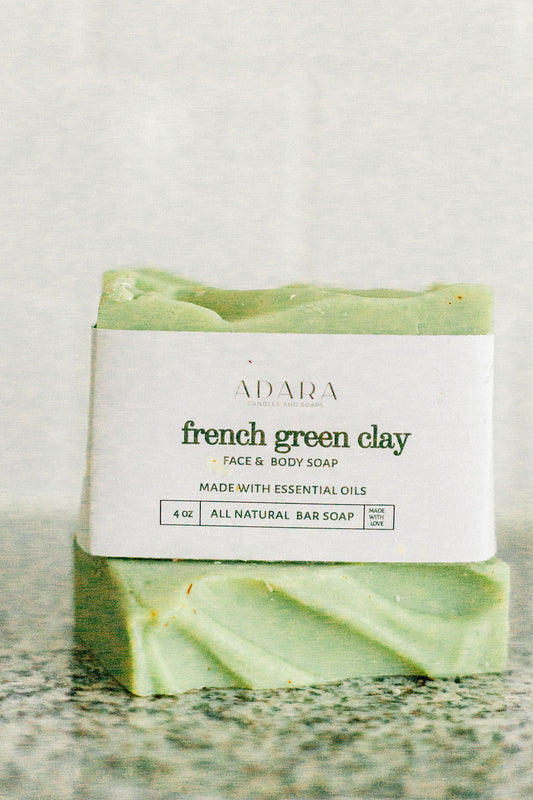 French Green Clay Face and Body Bar Soap