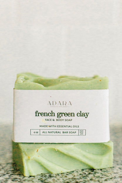 French Green Clay Face and Body Bar Soap